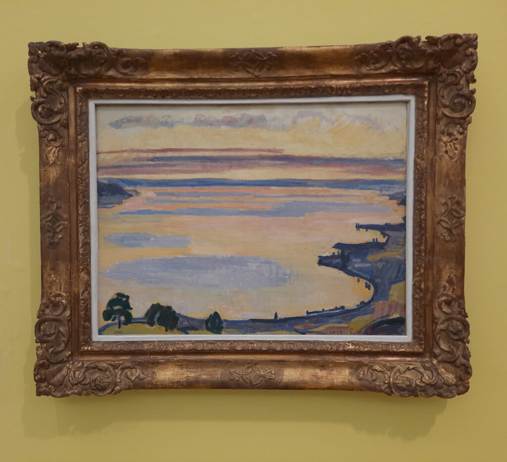Ferdinand Hodler: Sonnenuntergang am Genfersee von Caux aus, 1917, Öl auf Leinwand. Privatsammlung