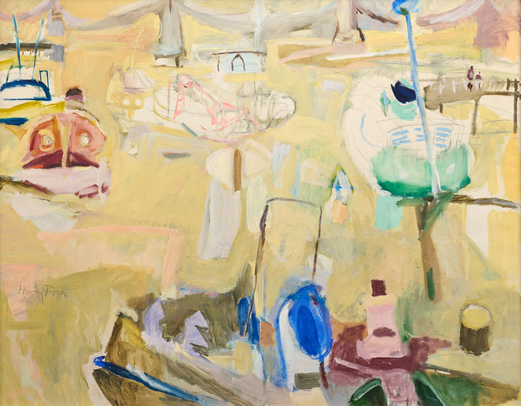 Hanny Fries: Flusslandschaft, um 1970, Öl auf Leinwand, 90 x 120 cm, Inv. Nr. HF 63. Foto: Reto Pedrini © Stiftung Righini-Fries Zürich Hanny Fries: Flusslandschaft, um 1970, Öl auf Leinwand, 90 x 120 cm, Inv. Nr. HF 63. Foto: Reto Pedrini © Stiftung Righini-Fries Zürich