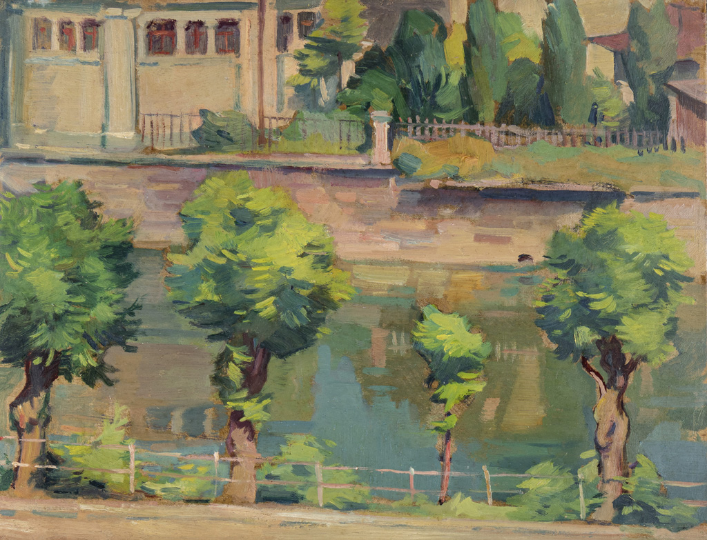 Willy Fries: Ohne Titel [Am Schanzengraben], um 1930, 26.7 x 34.7 cm, Inv. Nr. WF 437. Foto: Reto Pedrini © Stiftung Righini-Fries Zürich