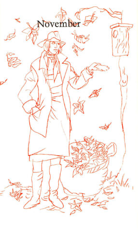 Hanny Fries: Illustration zum Kapitel November, in: Claudine: Mein grünes Herz. Ein unvollkommenes Gartenbuch. Bern: Scherz Verlag, 1964. Hanny Fries: Illustration zum Kapitel November, in: Claudine: Mein grünes Herz. Ein unvollkommenes Gartenbuch. Bern: Scherz Verlag, 1964.