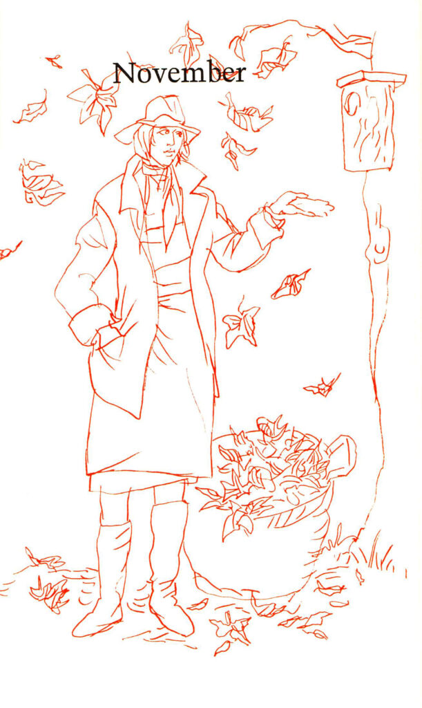 Hanny Fries: Illustration zum Kapitel November, in: Claudine: Mein grünes Herz. Ein unvollkommenes Gartenbuch. Bern: Scherz Verlag, 1964. Hanny Fries: Illustration zum Kapitel November, in: Claudine: Mein grünes Herz. Ein unvollkommenes Gartenbuch. Bern: Scherz Verlag, 1964.