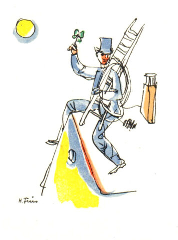 Hanny Fries: Neujahrskarte, ohne Datum, Aquarell und Tusche auf Papier. © Stiftung Righini-Fries Zürich