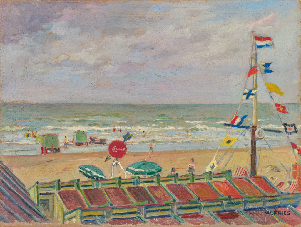 Willy Fries: Scheveningen, um 1952, Öl auf Karton, Inv. Nr. WF 93. Foto: Reto Pedrini © Stiftung Righini-Fries Zürich Willy Fries: Scheveningen, um 1952, Öl auf Karton, Inv. Nr. WF 93. Foto: Reto Pedrini © Stiftung Righini-Fries Zürich