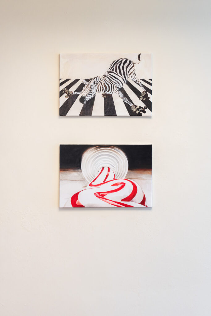 Camille Lütjens: A zebra crosses the road, 2026, Öl auf Leinwand. Foto © Marcel Rickli