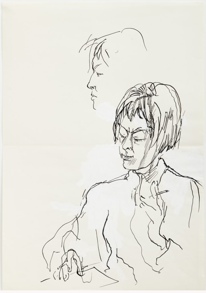 Hanny Fries: Ingeborg Bachmann, um 1959, Tusche auf Papier, Inv.Nr. HF 982.6. Foto: Reto Pedrini © Stiftung Righini-Fries Zürich
