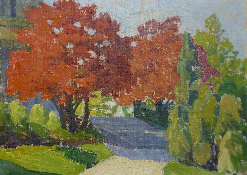 Sigismund Righini: Blutbuchen bei Kirche Neumünster, 1909, Öl auf Leinwand, Inv.Nr. SR 436. Foto: Reto Pedrini © Stiftung Righini-Fries Zürich Sigismund Righini: Blutbuchen bei Kirche Neumünster, 1909, Öl auf Leinwand, Inv.Nr. SR 436. Foto: Reto Pedrini © Stiftung Righini-Fries Zürich