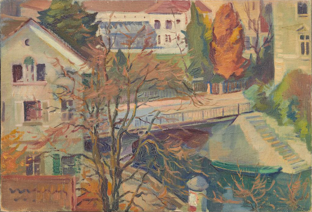 Willy Fries: Ohne Titel [Schanzengraben im Spätherbst], um 1930, Öl auf Karton, Inv.Nr. WF 322. Foto: Reto Pedrini © Stiftung Righini-Fries Zürich